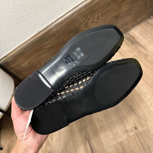 H&M Elegant Black Fishnet Flats Shoes Sz 7 - Picture 4 of 4